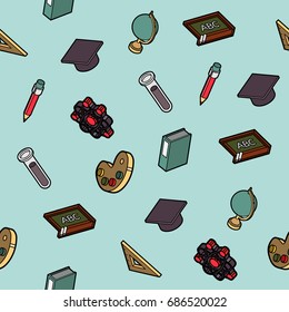 Education flat outline isometric pattern