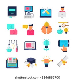 Education flat vector icons