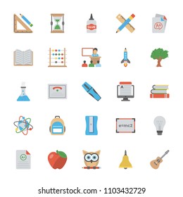 Education Flat Vector Icons Set 