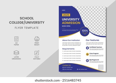 Education flyer template design, school, college, university admission template design