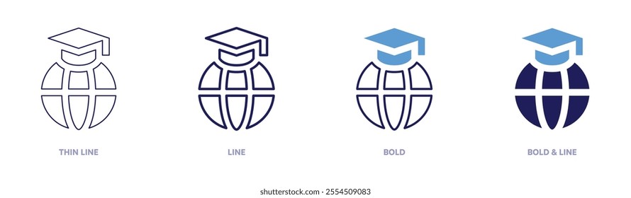 Education forecasts icon in 4 different styles. Thin Line, Line, Bold, and Bold Line. Duotone style. Editable stroke.