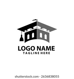 education fortress logo design vector