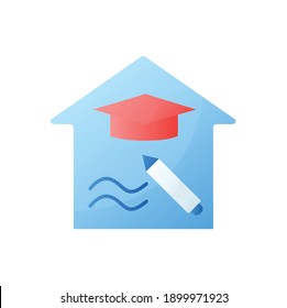 Education freedom flat icon. Learning the right subjects. Home education concept. Distant remote teaching and homeschooling. Isolated color vector illustration