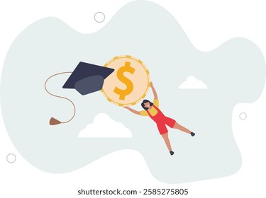 Education fund for college, saving for school or university tuition fee, study cost or training expense concept.flat character life .