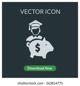 Education fund piggy bank vector icon