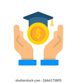 Ilustración vectorial plana del icono de la financiación de la Educación