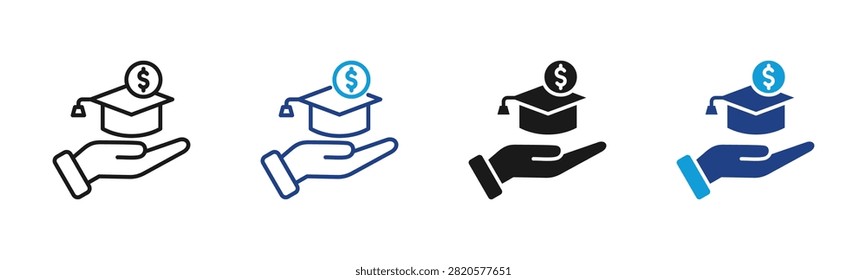 Education Funding Web icon with multiple style collection