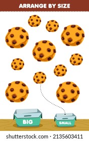 Education Game For Children Arrange By Size Big Or Small Put It In The Box Cartoon Food Snack Cookie Pictures