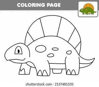 Education game for children coloring page cartoon prehistoric dinosaur dimetrodon