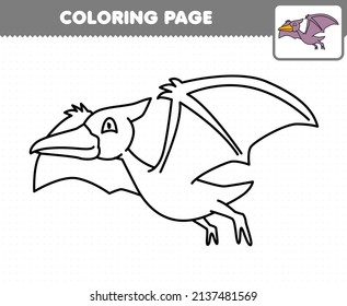 Education game for children coloring page cartoon prehistoric dinosaur pteranodon