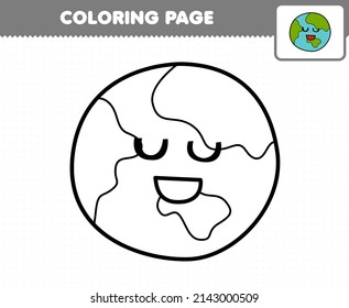 Education game for children coloring page cute cartoon solar system planet printable worksheet