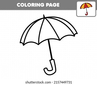 Education game for children coloring page cartoon wearable clothes umbrella printable worksheet