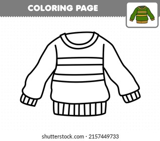 Education game for children coloring page cartoon wearable clothes sweater printable worksheet