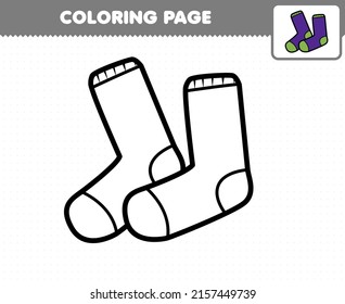 Education game for children coloring page cartoon wearable clothes socks printable worksheet