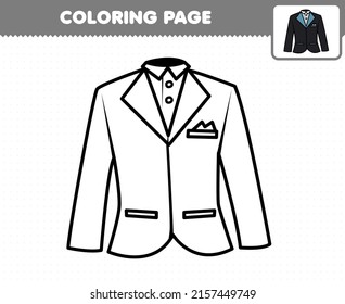 Education game for children coloring page cartoon wearable clothes tuxedo suit printable worksheet