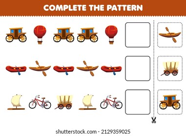 Education Game For Children Complete The Pattern Logical Thinking Find The Regularity And Continue The Row Task With Manual Transportation