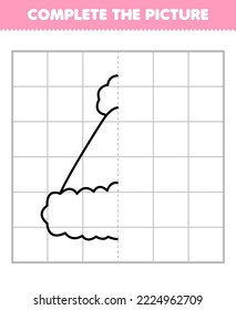 Education game for children complete the picture of cute cartoon santa hat half outline for drawing printable winter worksheet