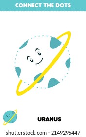 Juego de educación para niños conecta los puntos de la práctica de la escritura a mano con el lindo sistema solar uranus planet