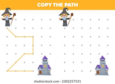 Juego de educación para niños copie el asistente de ayuda de la ruta de acceso al castillo hoja de cálculo imprimible de halloween