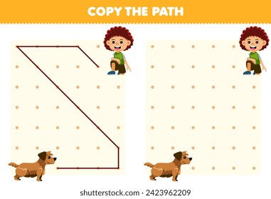 Erziehungsspiel für Kinder kopieren den Pfad Hilfe Hund zu Jungen druckbaren Begleiter-Arbeitsblatt