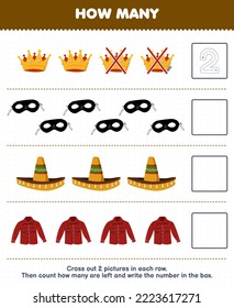 Juego de educación para niños cuenta cuántas caricaturas adorables máscara de la corona sombrero sombrero sombrero sombrero sombrero sombrero sombrero sombrero sombrero sombrero sombrero sombrero sombrero sombrero sombrero sombrero sombrero sombrero y escribe el número en la hoja de cálculo de ropa portátil imprimible