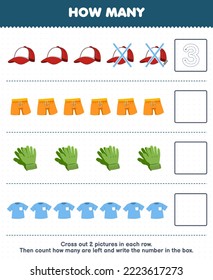 Juego de educación para niños cuenta cuántas caricaturas lindas protejan la camiseta de guante y escriben el número en la hoja de cálculo de la caja de ropa portátil imprimible