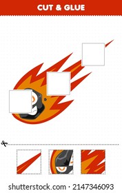 Education game for children cut and glue cut parts of cute cartoon solar system comet and glue them printable worksheet