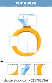 Education game for children cut and glue cut parts of cartoon wearable clothes ring and glue them printable worksheet