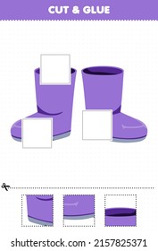 Education game for children cut and glue cut parts of cartoon wearable clothes boot and glue them printable worksheet