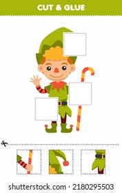Education game for children cut and glue cut parts of cute cartoon dwarfs costume and glue them halloween printable worksheet
