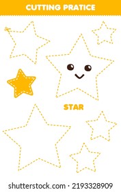 Juego educativo para niños práctica de corte con forma geométrica estrella hoja de cálculo imprimible