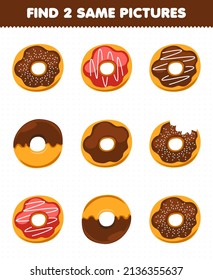 Juego de educación para niños encuentra dos fotos de comida de aperitivo