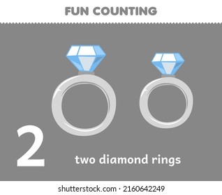Juego de educación para niños diversión contando joyas viables dos anillos de diamantes