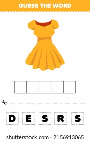 Education game for children guess the word letters practicing cartoon wearable clothes dress