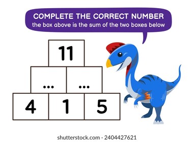 Education game for children help oviraptor complete the correct number dinosaur worksheet