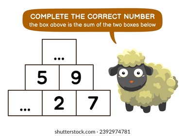 Education game for children help sheep complete the correct number printable animal worksheet