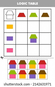 Education game for children logic table geometric shape trapezoid and rectangle printable worksheet