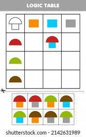 Education Game For Children Logic Table Geometric Shape Rectangle And Half Circle Printable Worksheet