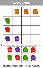 Juego de educación para niños símbolo de tabla lógico y hoja de cálculo imprimible de libro ortográfico