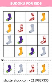 Education game for children sudoku for kids with cartoon wearable clothes socks picture