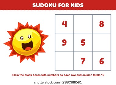 Juego de educación para niños sudoku número para niños con dibujos animados lindo sistema solar imprimible hoja de cálculo