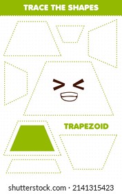 Education game for children trace the shapes trapezoid printable worksheet