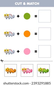 Unterrichtsspiel-Schnittfarbe und Kombinationsfarbe süßer Cartoon-iguana-gedruckter Tabelle