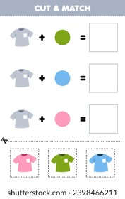Unterrichtsspiel-Schnitt-und Match-Kombination Farbe cute Cartoon t Shirt druckbare Kleidung Arbeitsblatt