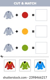 Education game cut and match combination color of cute blazer printable clothes worksheet