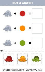 Recorte de juego educativo y color de combinación de la hoja de cálculo de dinosaurio tierno de dimetrodon imprimible