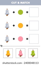 Juego de educación cortado y color de combinación de colores de la tierna hoja de cálculo de fruta imprimible de cajú de dibujos animados