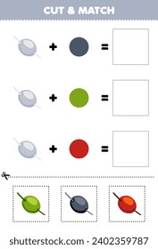 Education game cut and match combination color of cute cartoon eyepatch printable pirate worksheet