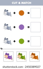 Educación juego cortar y combinar el color de la combinación de lindo hámster imprimible pet hoja de trabajo