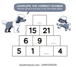 Education game for kid help cute dog complete the correct number printable pet worksheet